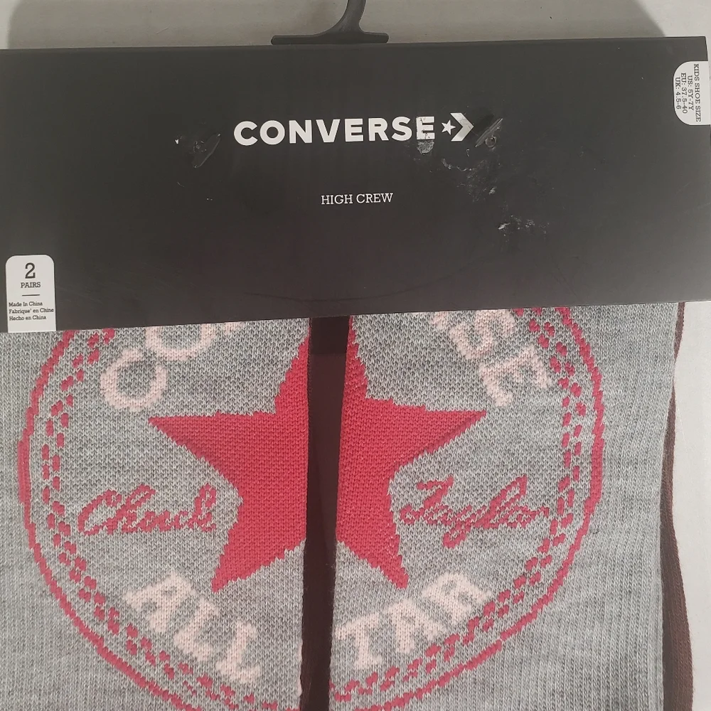 NWT Girl's Converse 2 Pair High Crew Socks